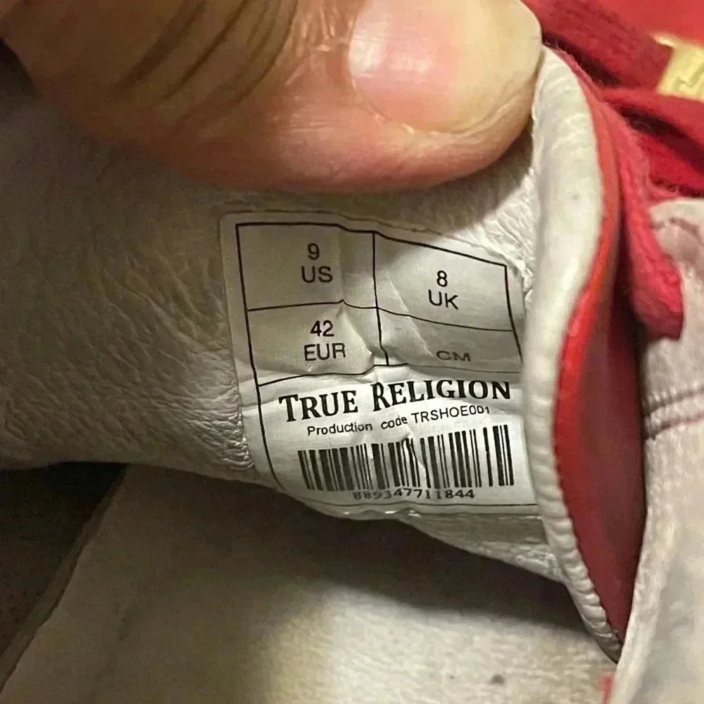True Religion High Top Leather Sneakers True Red Mens US 9 - Picture 11 of 13